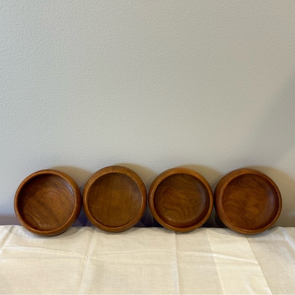 Mid Century Winsome Fine TeakWood Serving & Salad Bowls PLUS Servers 7 Pc Set - Picture 4 of 9